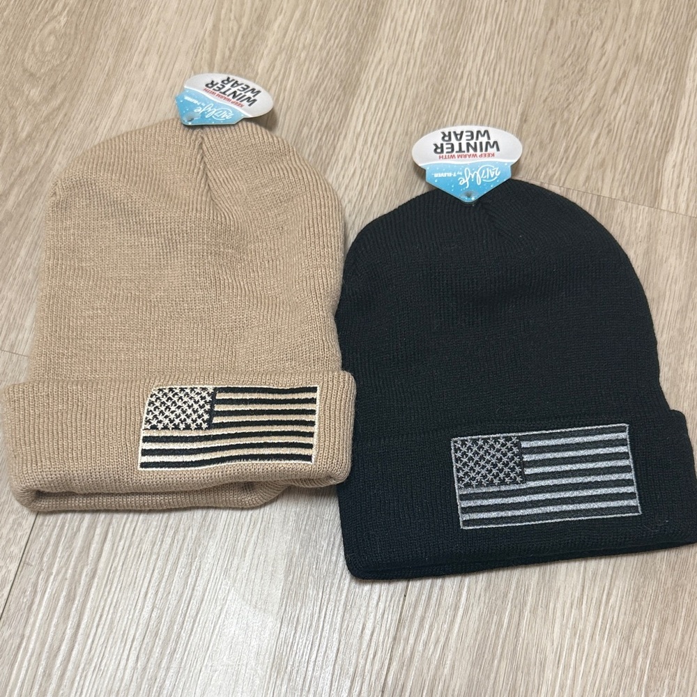 Winter Beanie Set with Flag Patch